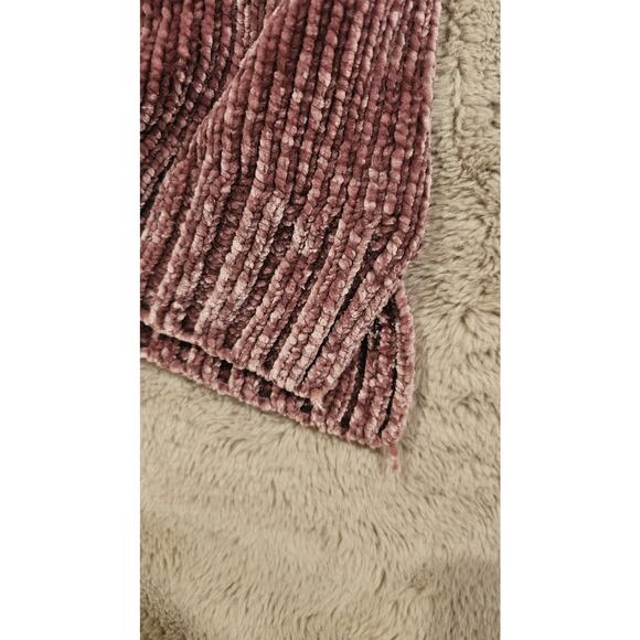 ORVIS Chenille Sweater Pink Misty Rose V Neck, Split Hem Soft Womens Sz M, New - Picture 5 of 8